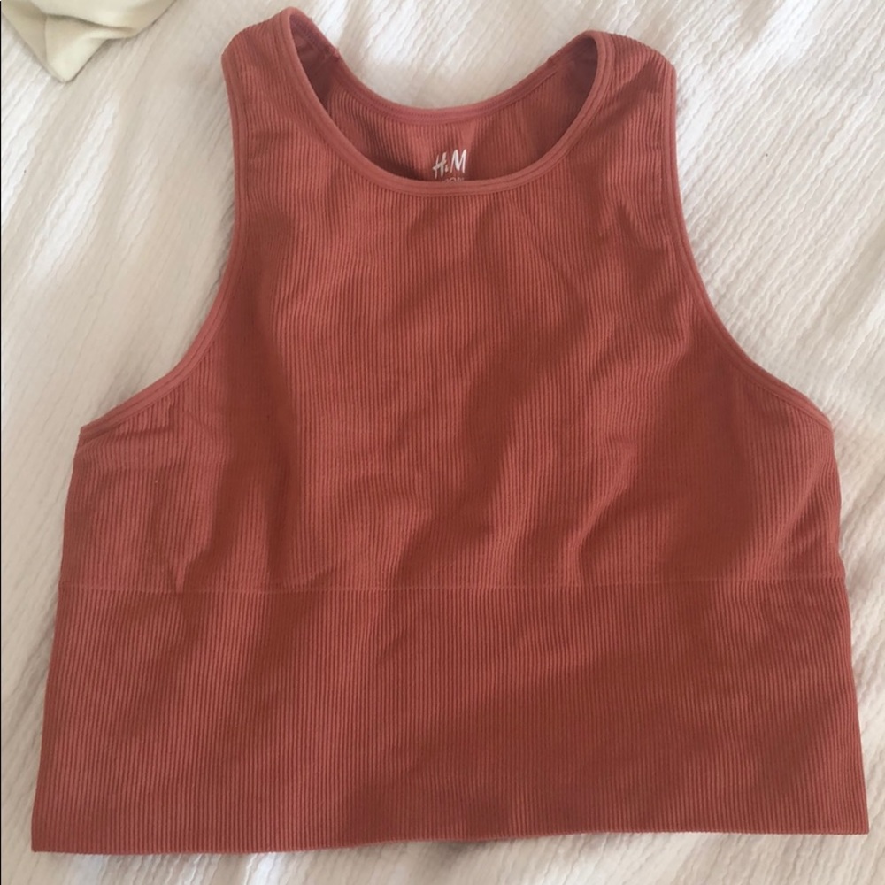 Seamless crop top style sports bra